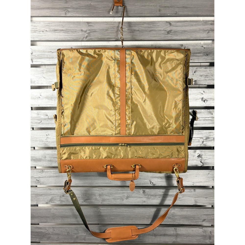 Runaways Boyt Khaki Nylon Leather Trim Folding Garment Bag Travel Suit Carrier